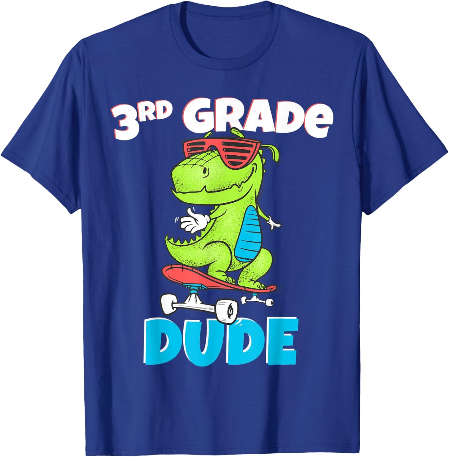 Kids 3rd Grade Dude Shirt Back To School Dinosaur T-Shirt - T-Shirt | Royal