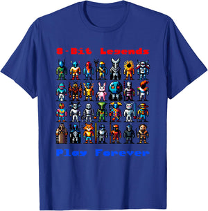 8-Bit Legends: Pixel Art World T-Shirt - T-Shirt | Royal
