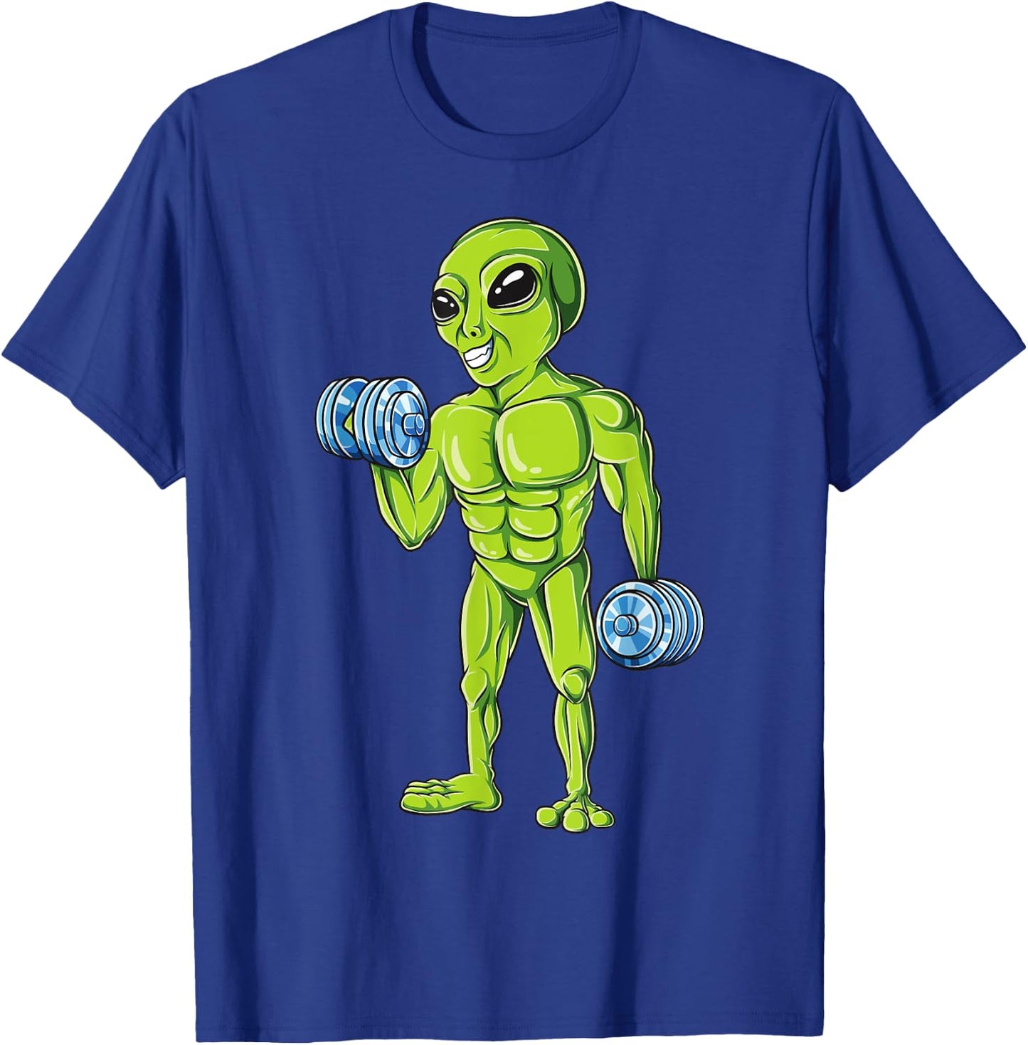 Bodybuilding Funny Workout Gym Weightlifting Fitness Alien T-Shirt - T-Shirt | Royal