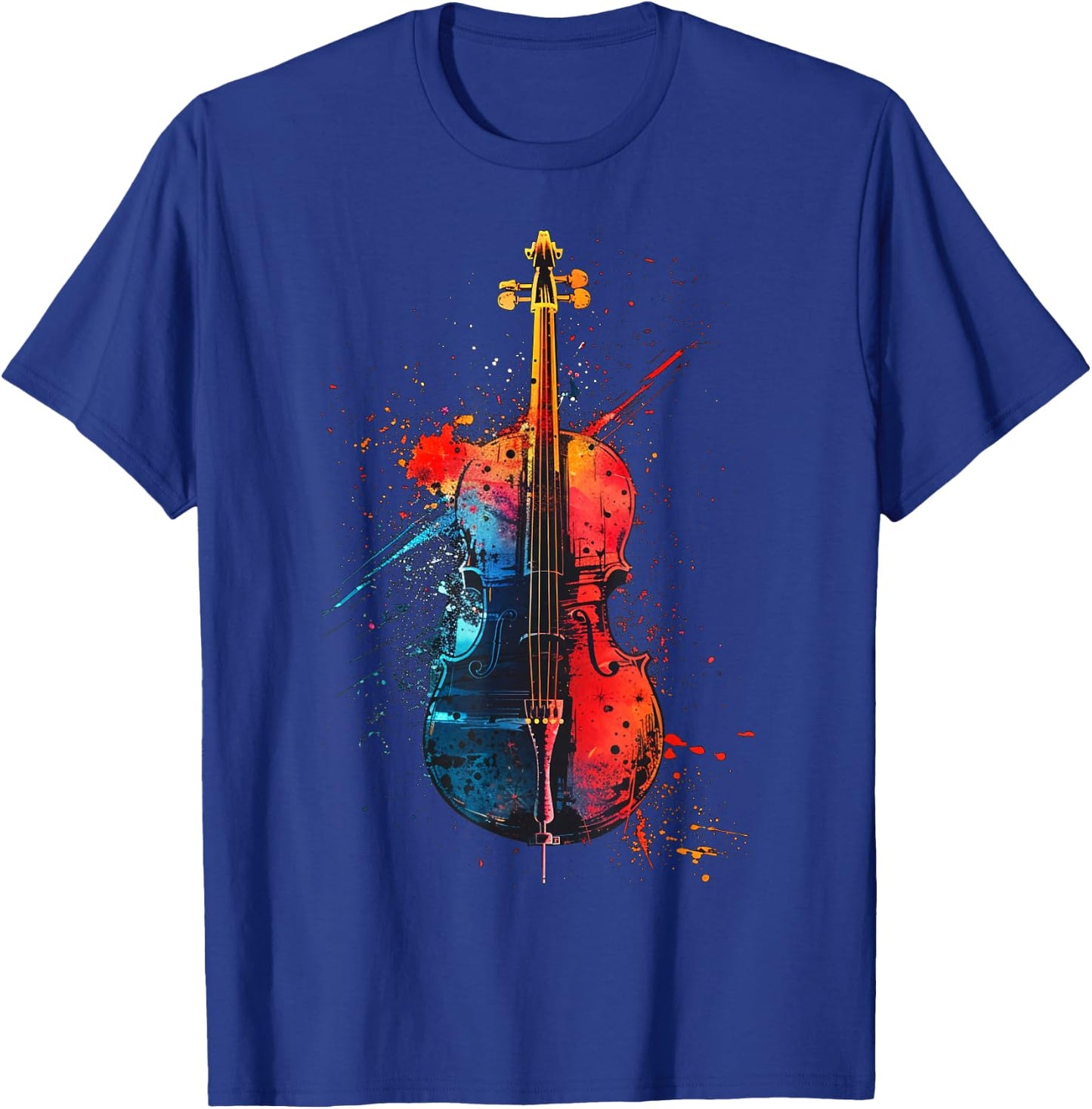 Cello Instrument on Colourful Painted Cello , black T-Shirt - T-Shirt | Royal