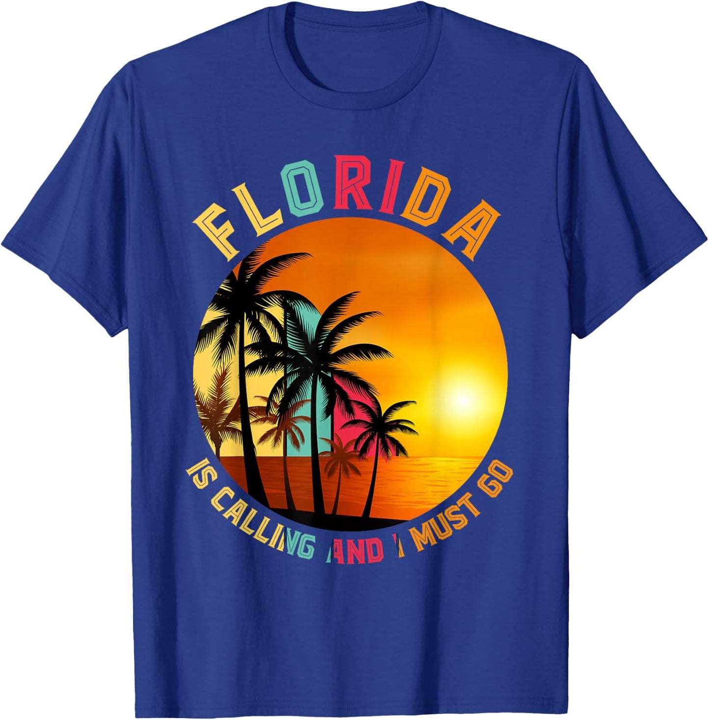 Miami Beach Vacationer Palm Trees Summer Holiday Funny Florida T-Shirt - T-Shirt | Royal