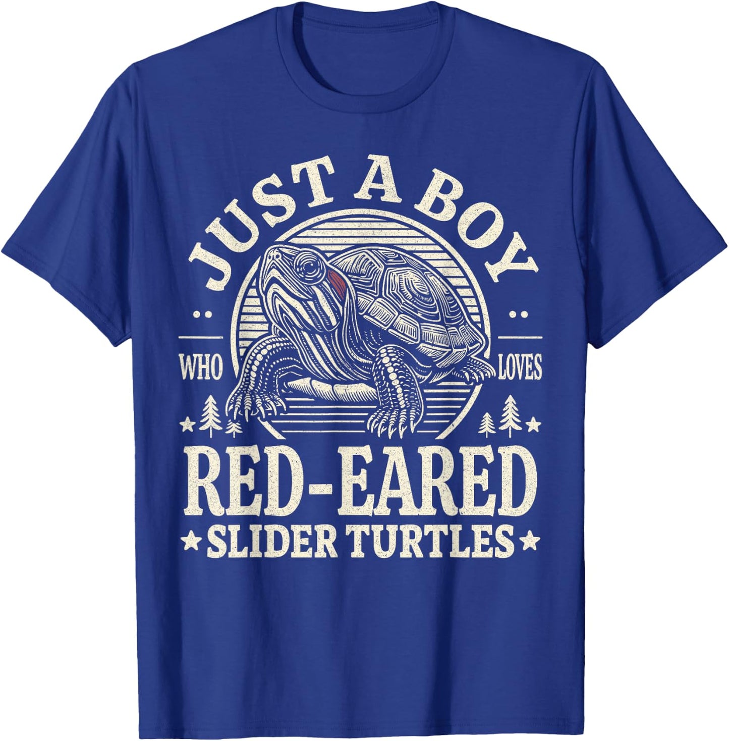 Just a Boy Who Loves Red-Eared Slider Turtles Reptile Retro T-Shirt - T-Shirt | Royal