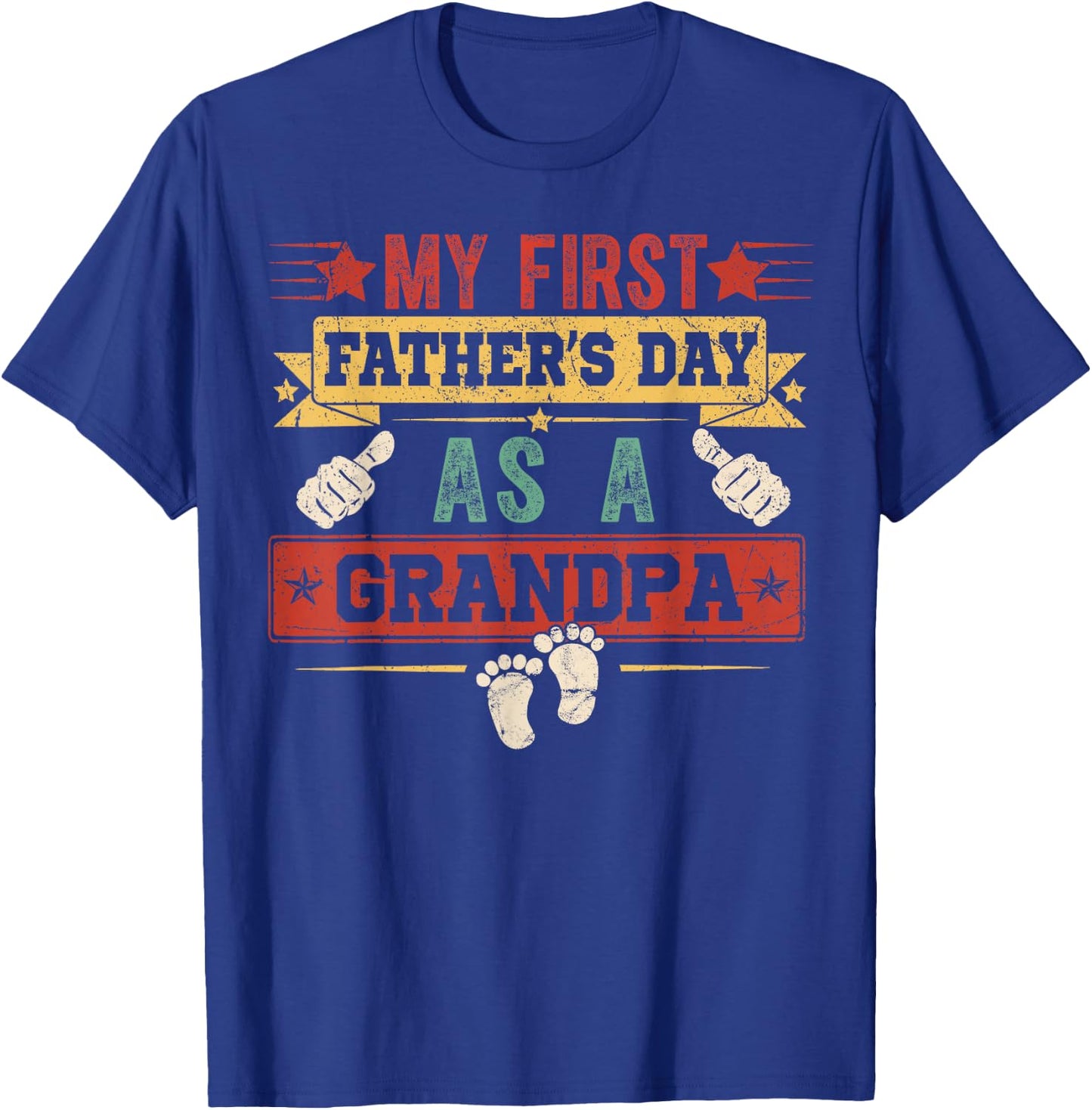 Vintage First Fathers Day As A Grandpa Men Papa T-Shirt - T-Shirt | Royal