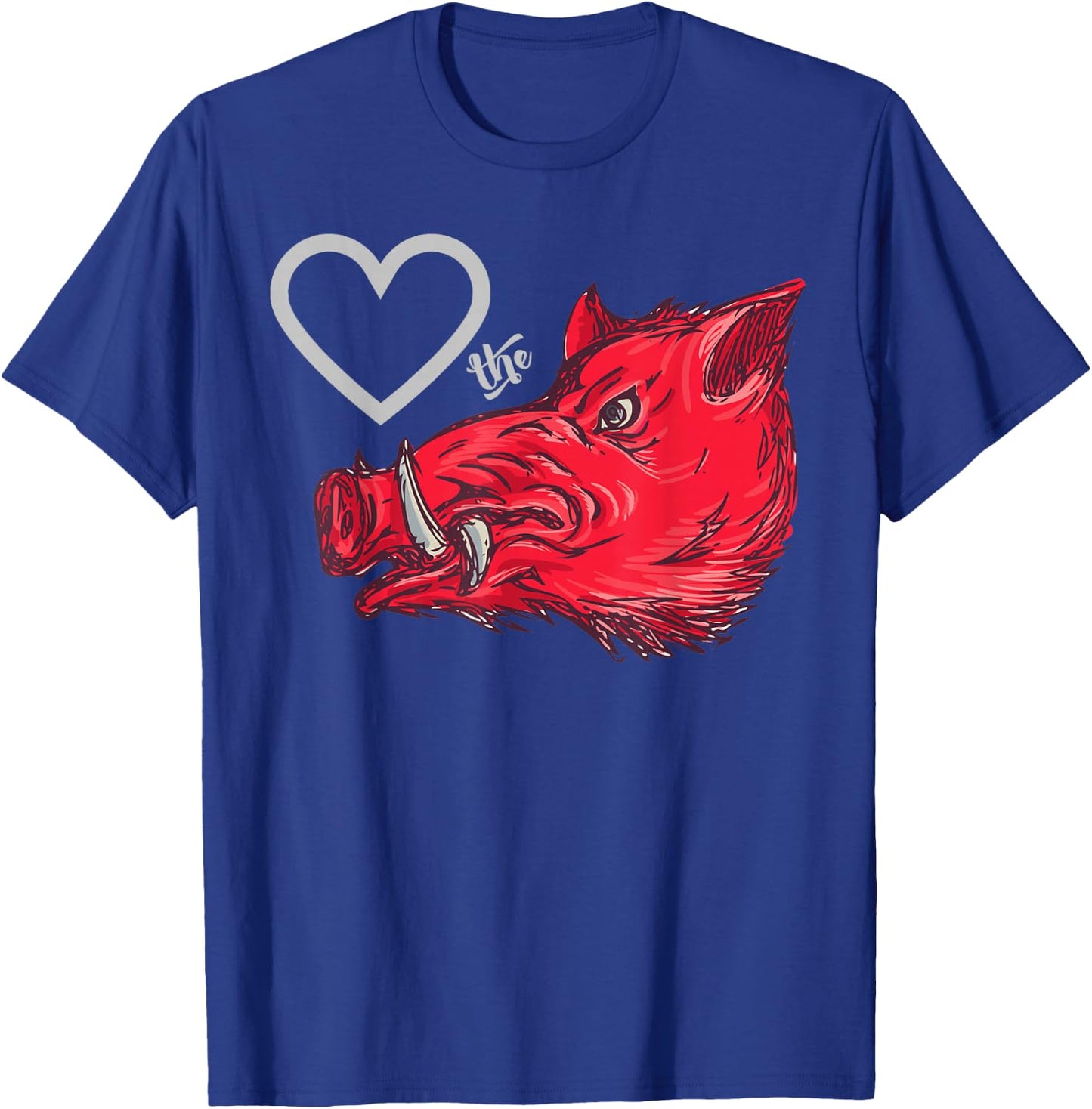 Heart The Boar Graphic Novelty Love The Razorback Design T-Shirt - T-Shirt | Royal