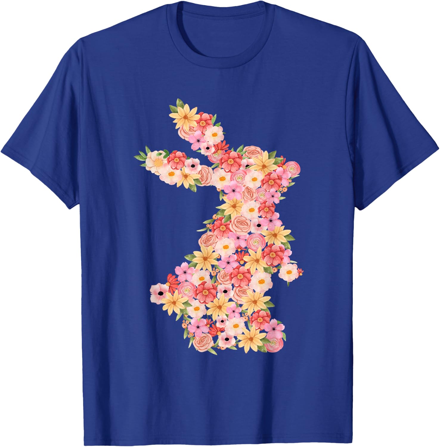 Floral Bunny Rabbit Spring Watercolor Easter Day Women Kids T-Shirt - T-Shirt | Royal