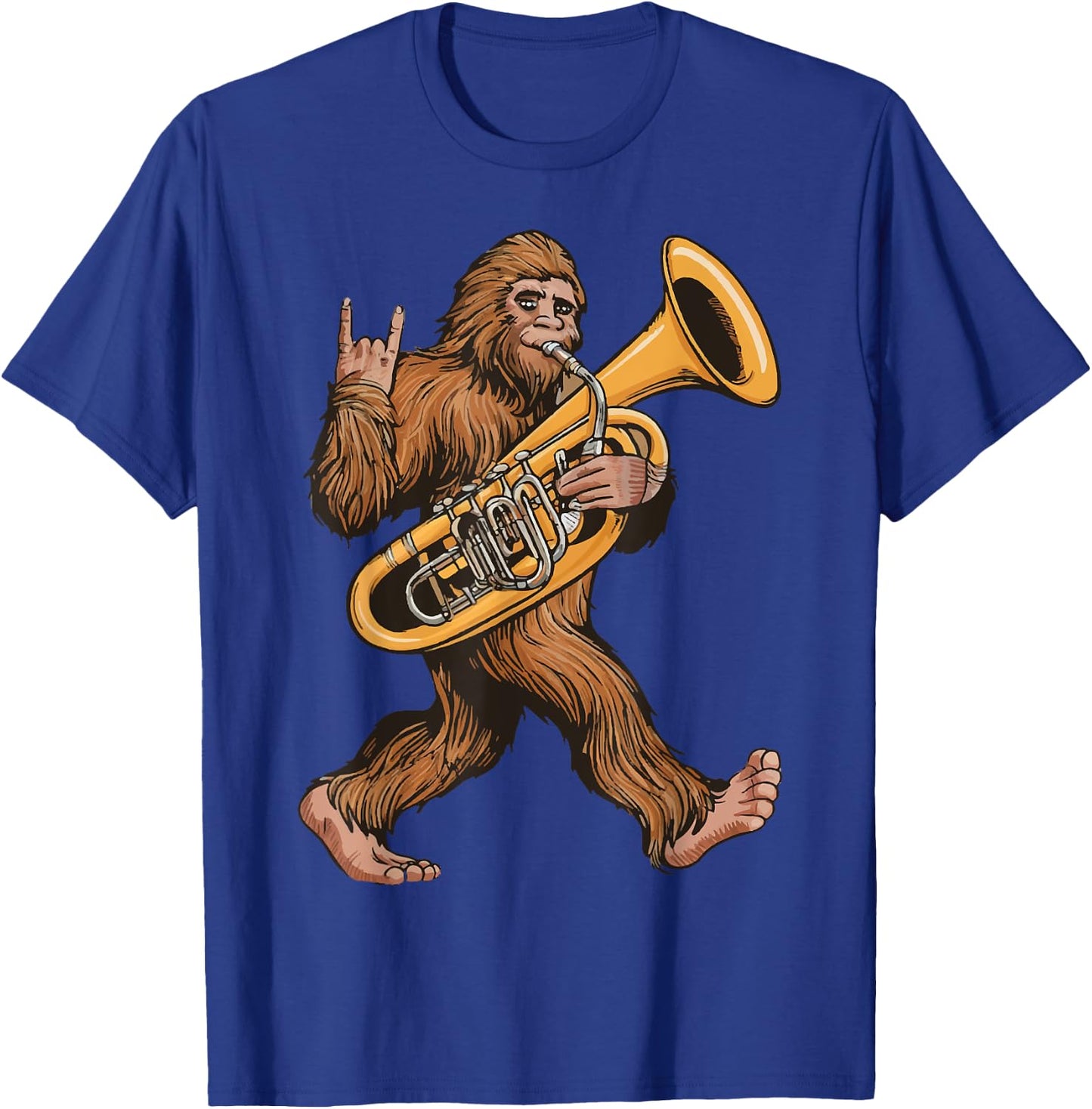 Bigfoot Playing Sousaphone Tuba Brass Musical Instrument T-Shirt - T-Shirt | Royal
