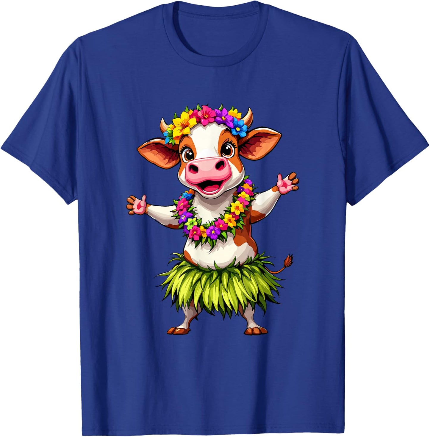 Hawaii Animal Haku Lei Hula Dance Aloha Cow T-Shirt - T-Shirt | Royal
