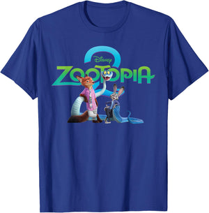 Disney Zootopia 2 Poster Art with Nick Judy Gary & Logo T-Shirt - T-Shirt | Royal