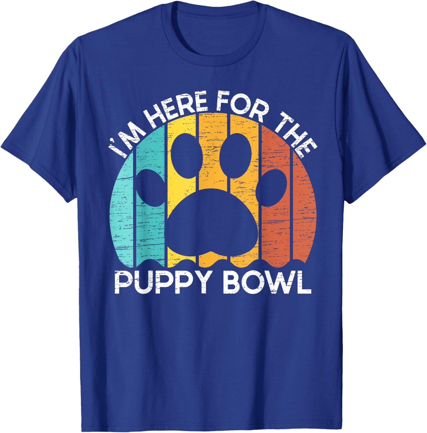 Vintage Funny Dog I'm Here For The Puppy Bowl T-Shirt - T-Shirt | Royal