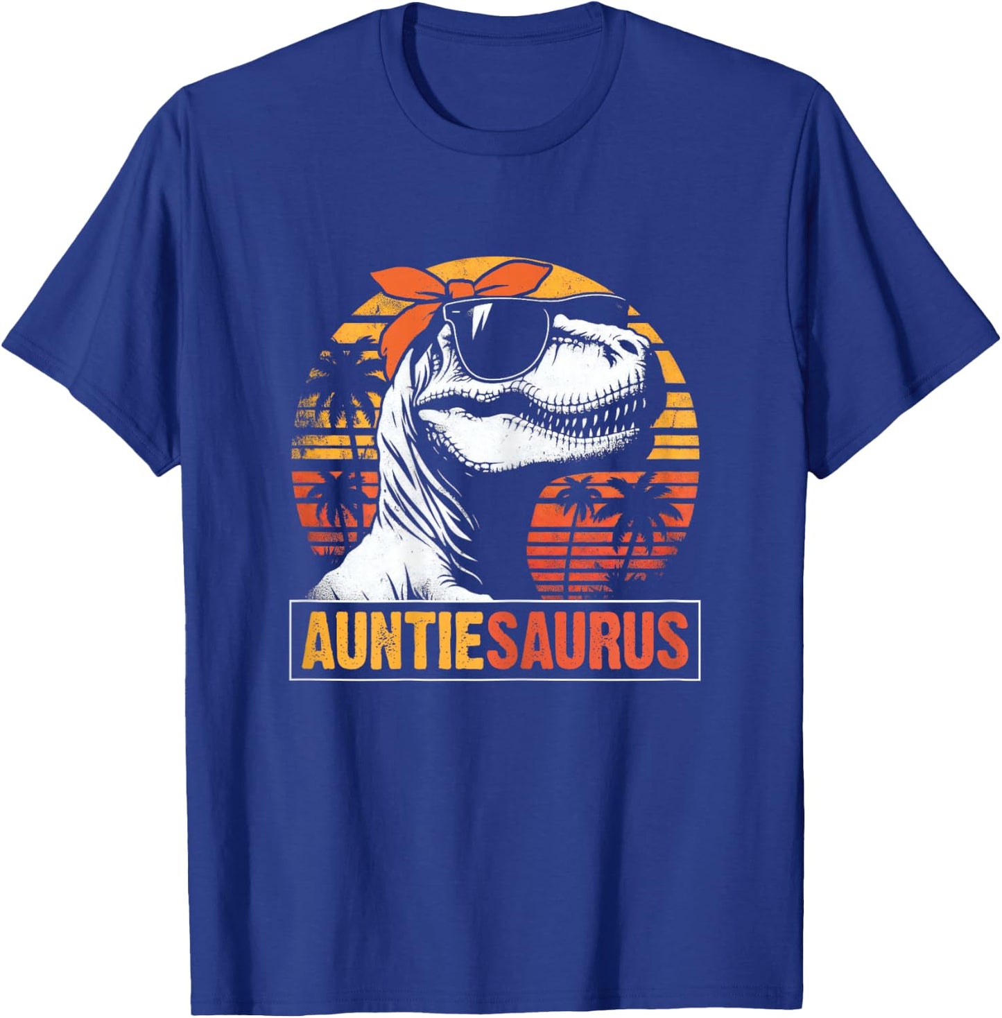Auntiesaurus Funny T rex Dinosaur Auntie Vintage Mothers Day T-Shirt - T-Shirt | Royal