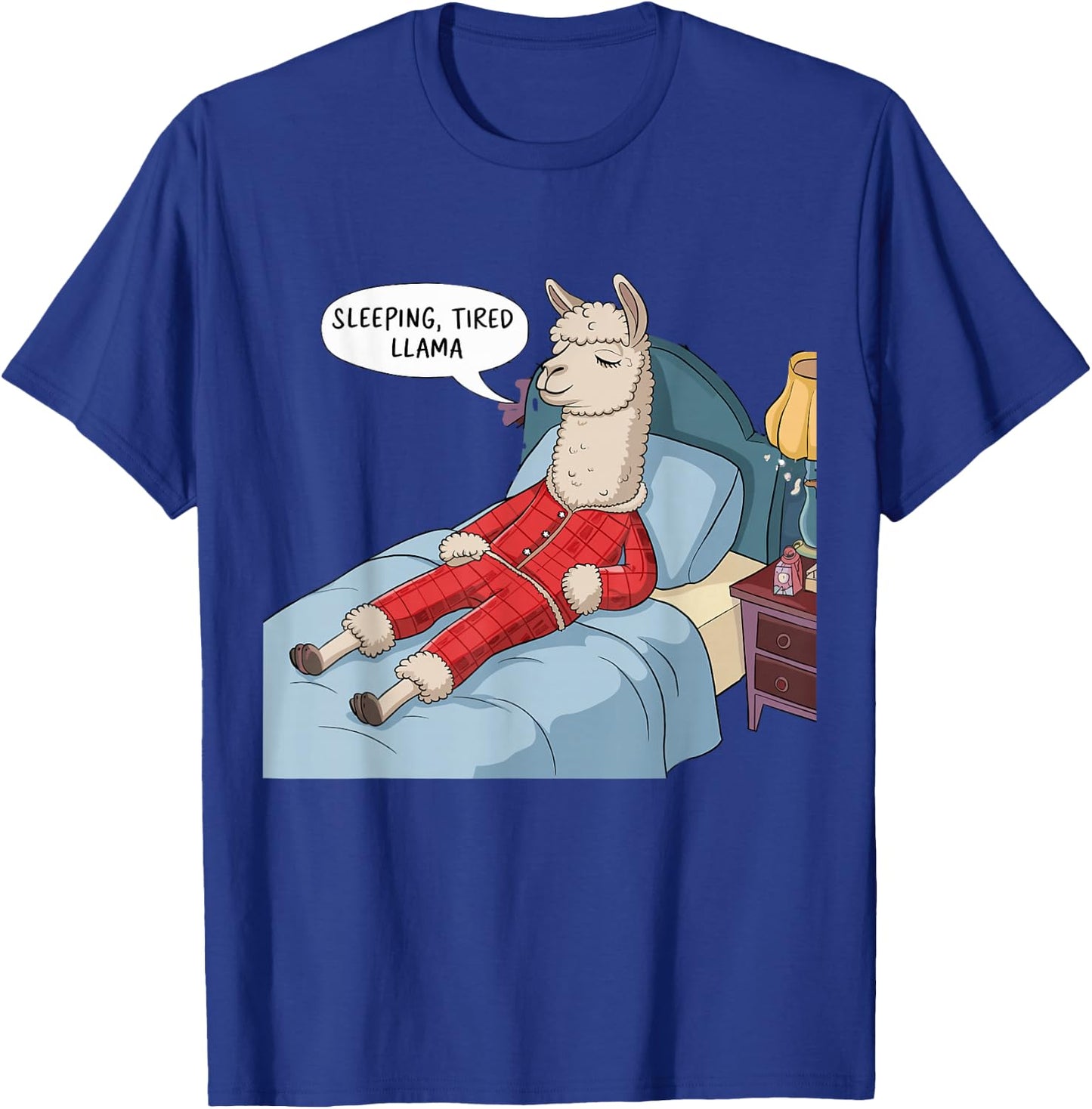 Alpaca Llama with Red Buffalo Plaid Pajamas Girl Boy Llama T-Shirt - T-Shirt | Royal
