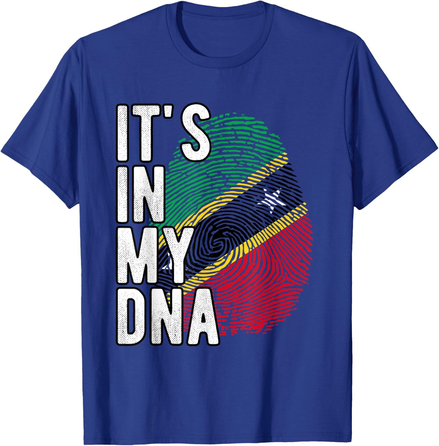 Funny it's in my DNA Saint Kitts and Nevis flag Fingerprint T-Shirt - T-Shirt | Royal