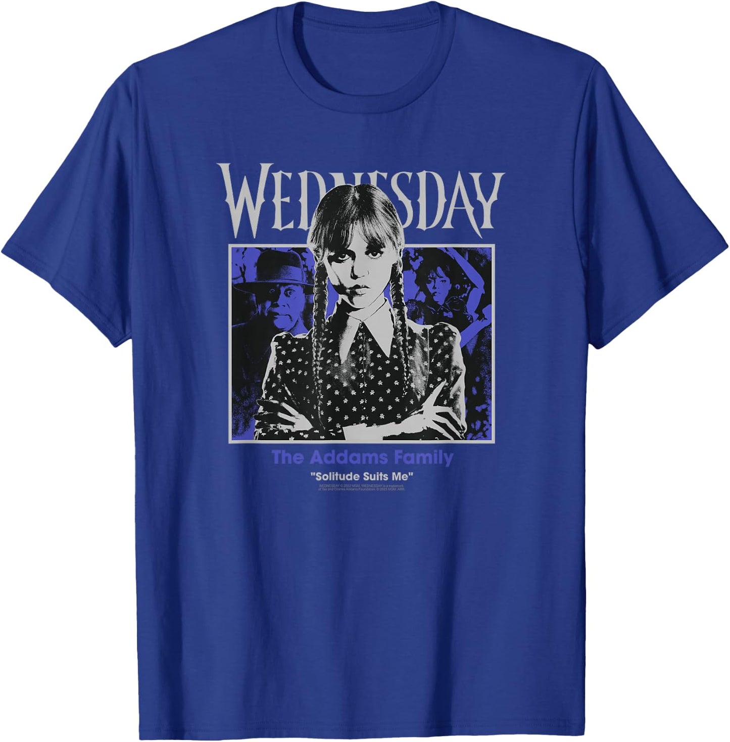 Wednesday The Addams Family Solitude Suits Me Retro Portrait T-Shirt - T-Shirt | Royal