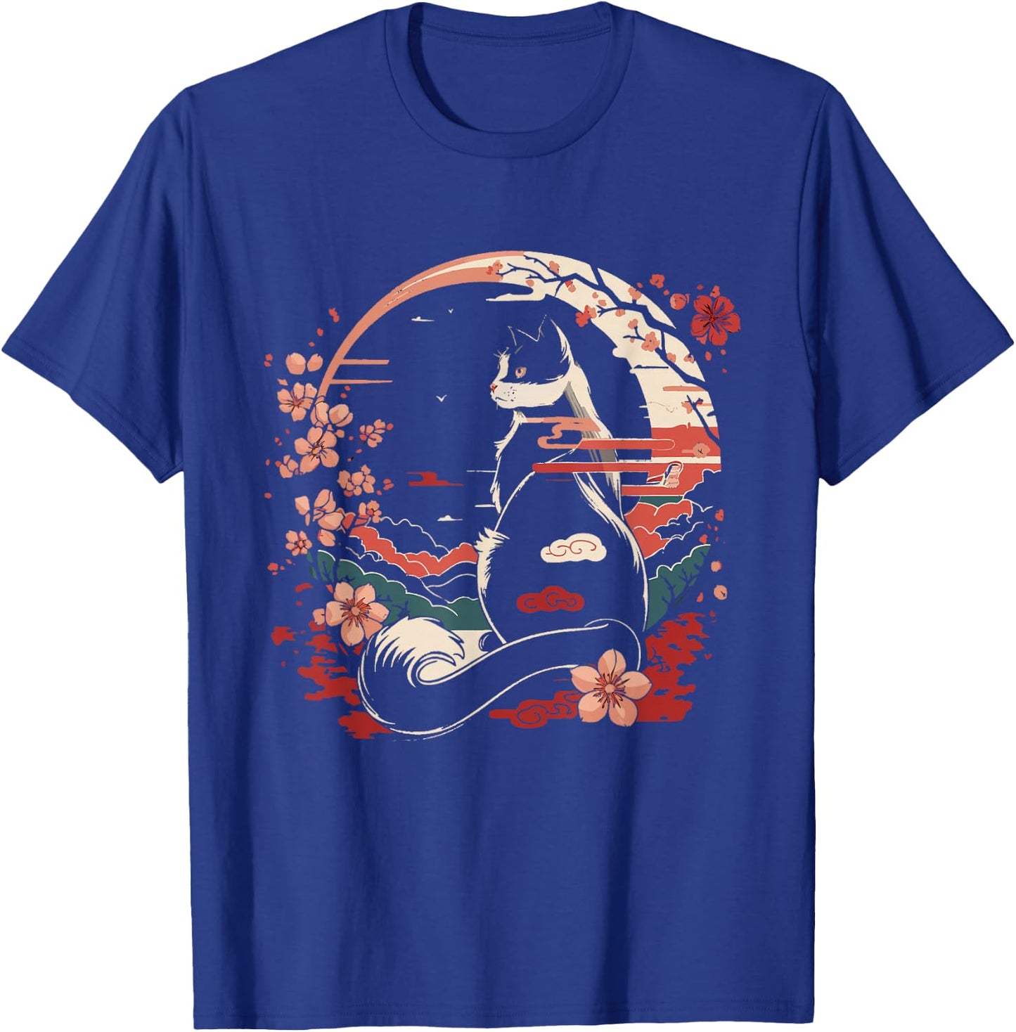 Cat Japan Style Funny Cat Gift Retro Vintage Funny Cat Women Girls Kids T-Shirt - T-Shirt | Royal
