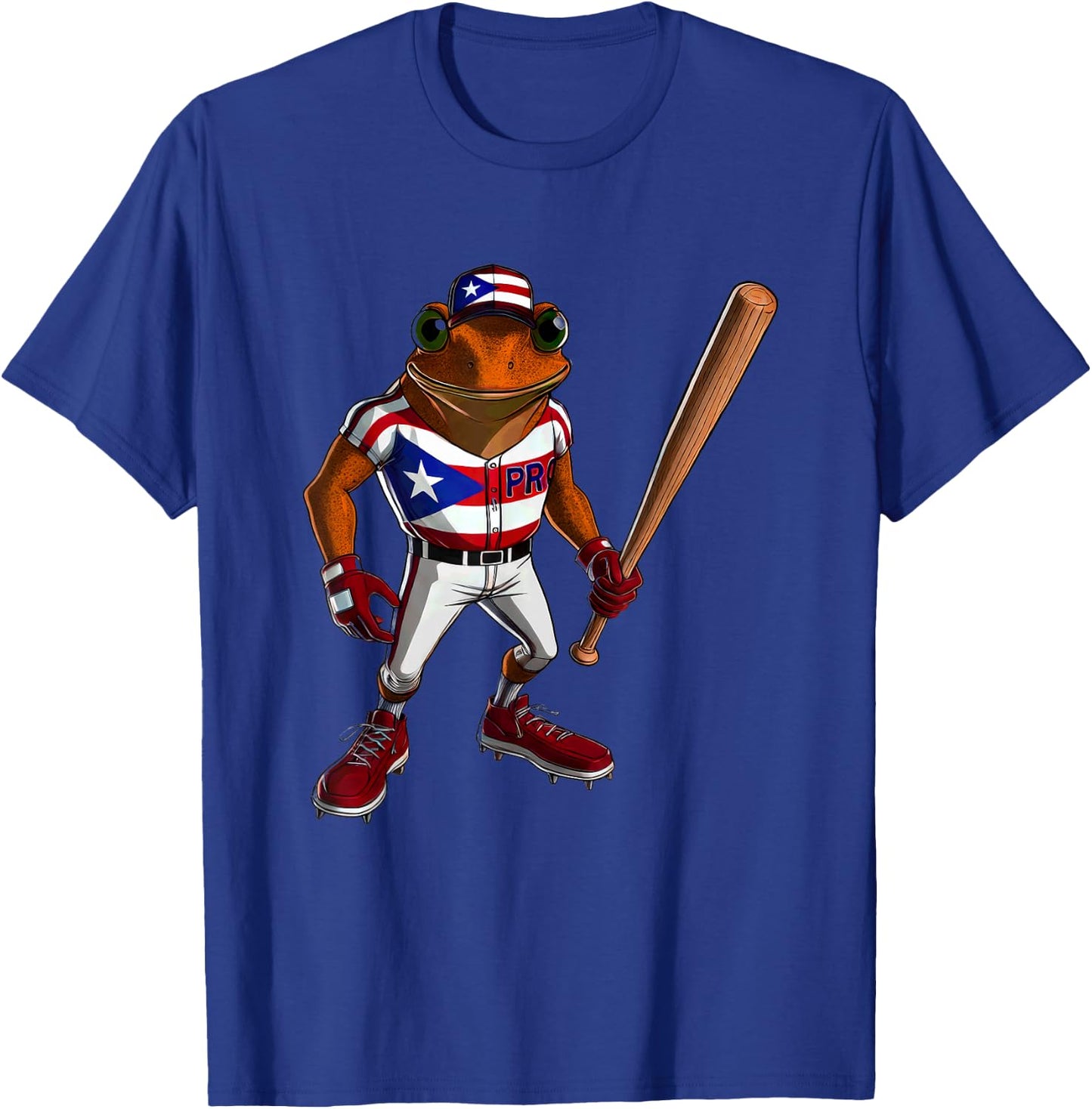 Puerto Rico Baseball Coqui Boricua Flag Bat Hat Pelota Cool T-Shirt - T-Shirt | Royal
