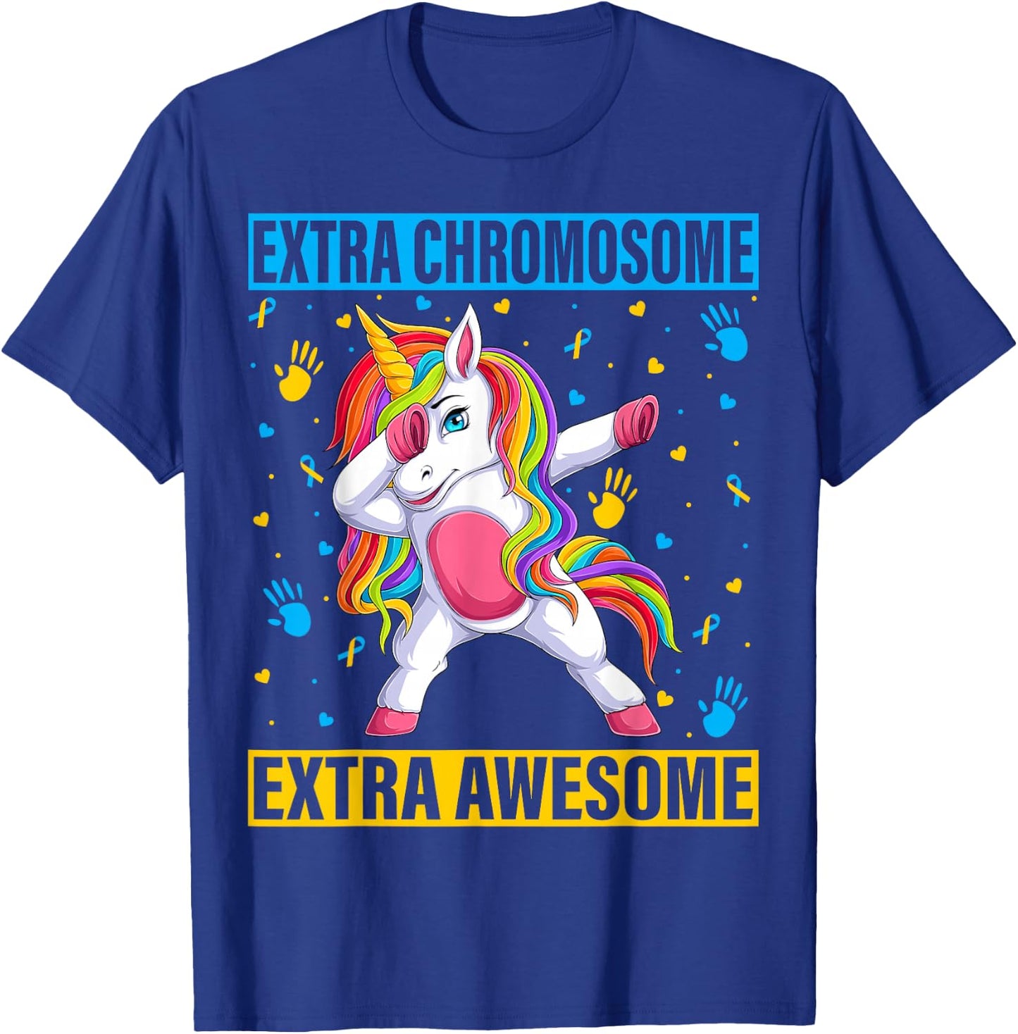 Unicorn Down Syndrome Awareness Awesome Extra Chromosome T-Shirt - T-Shirt | Royal