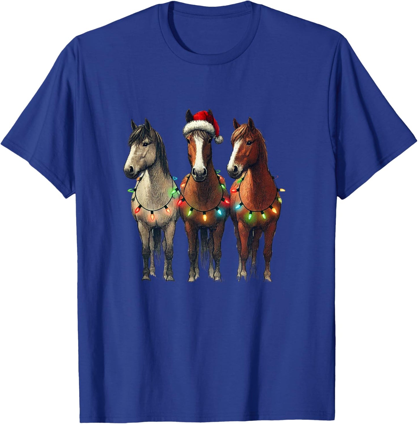 Christmas Horses Winter Pony Riding , black T-Shirt - T-Shirt | Royal