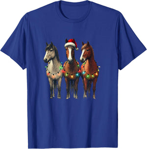Christmas Horses Winter Pony Riding , black T-Shirt - T-Shirt | Royal