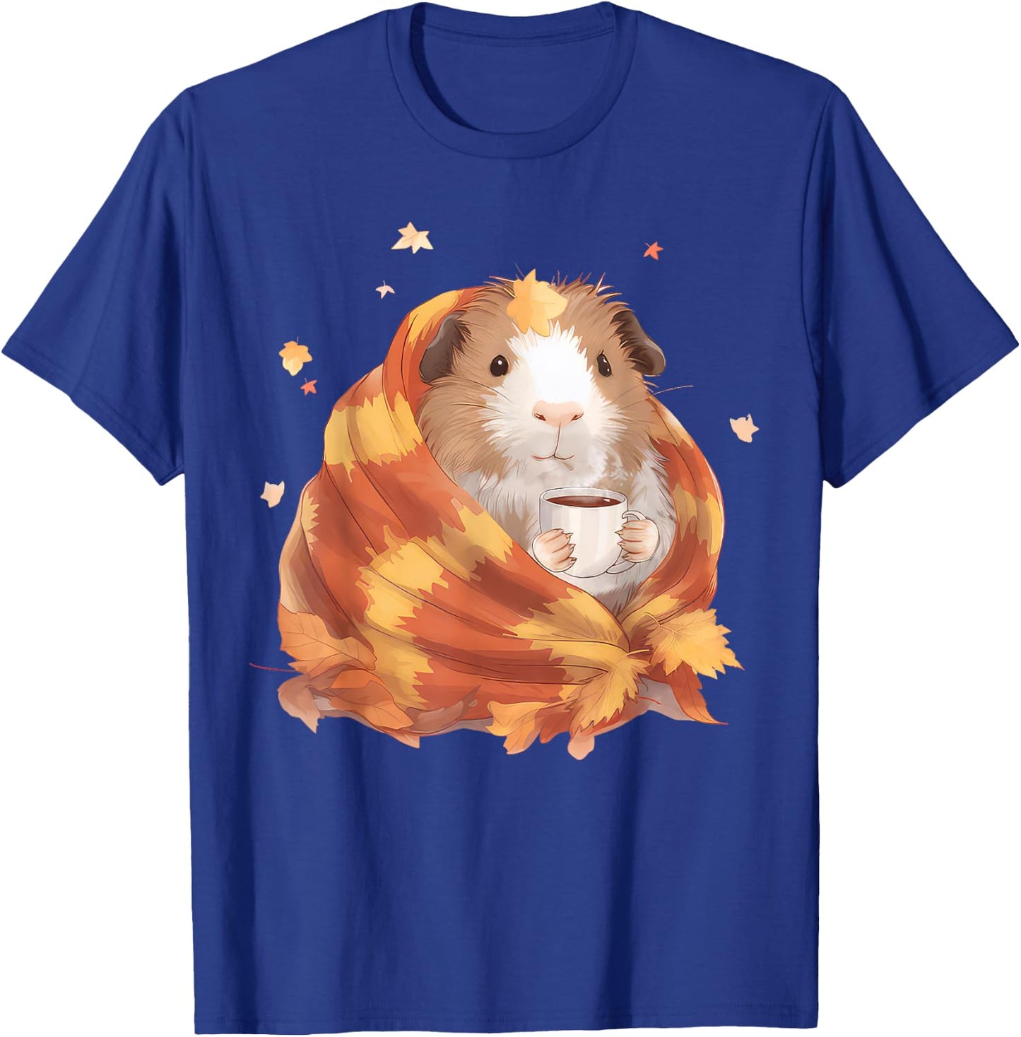 Guinea Pig Drinking Coffee Autumn Fall Guinea Pig Lover T-Shirt - T-Shirt | Royal
