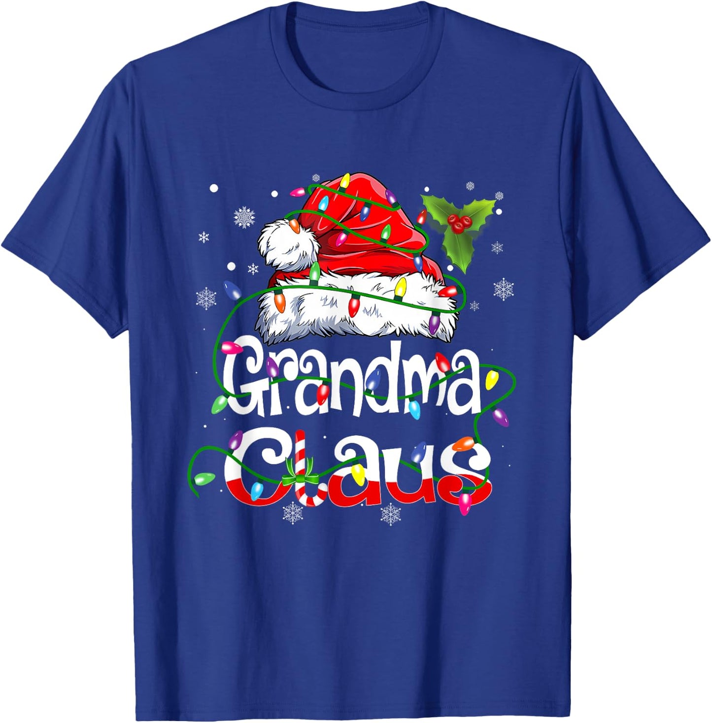 Grandma Claus Shirt Christmas Lights Pajama Family Matching T-Shirt - T-Shirt | Royal