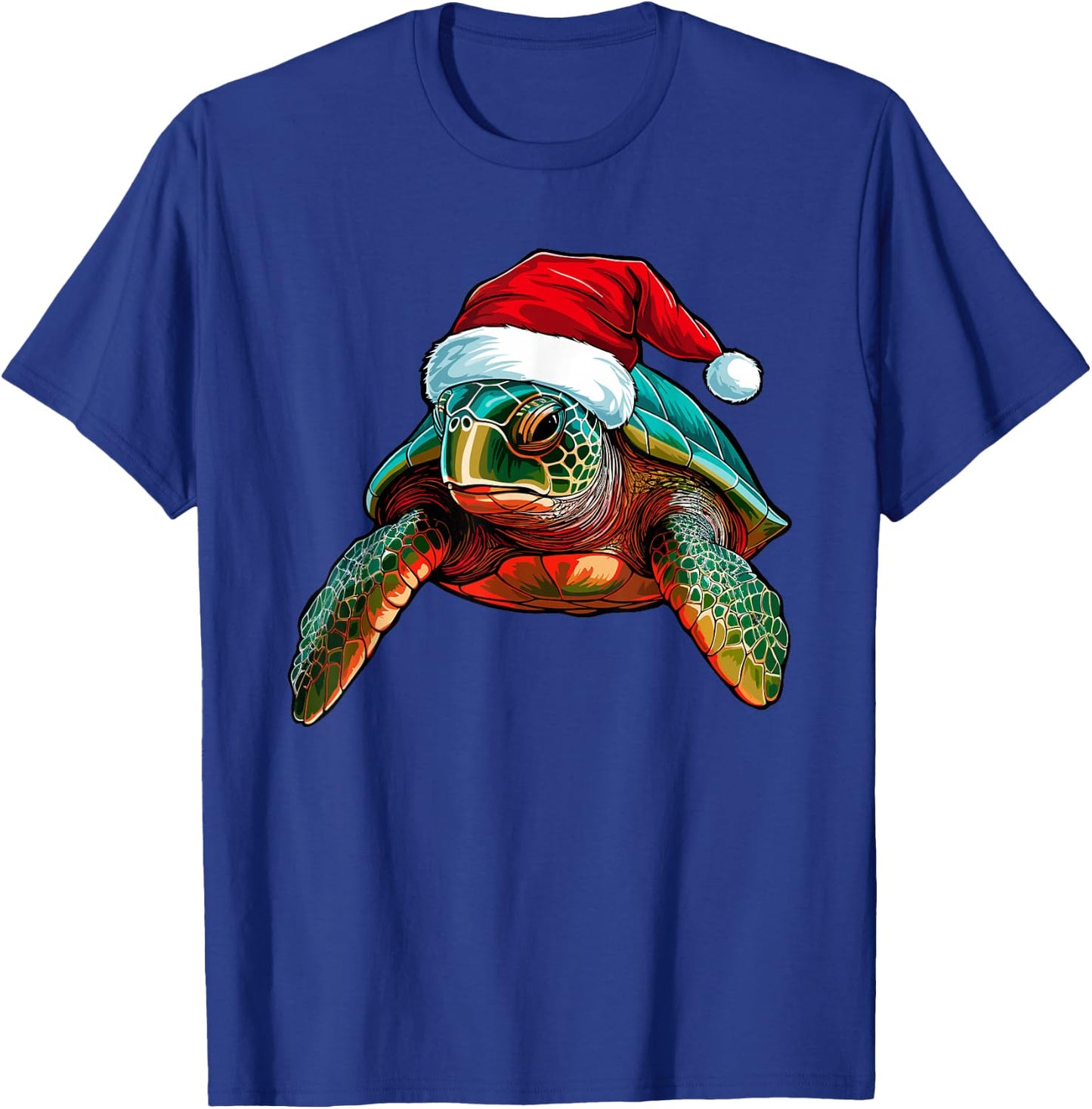 Cute Sea Turtle Christmas Santa Hat Xmas Pajama T-Shirt - T-Shirt | Royal