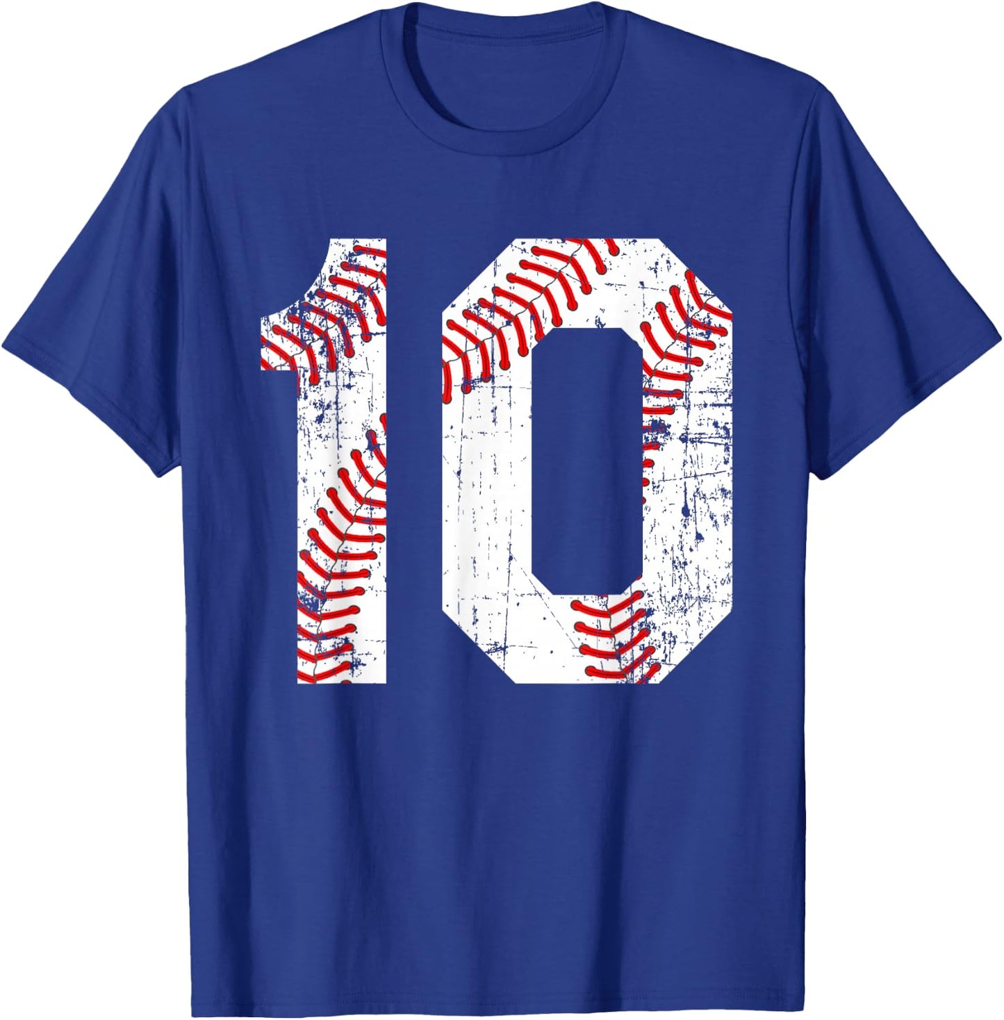 Vintage Baseball 10 Jersey Number T-Shirt - T-Shirt | Royal