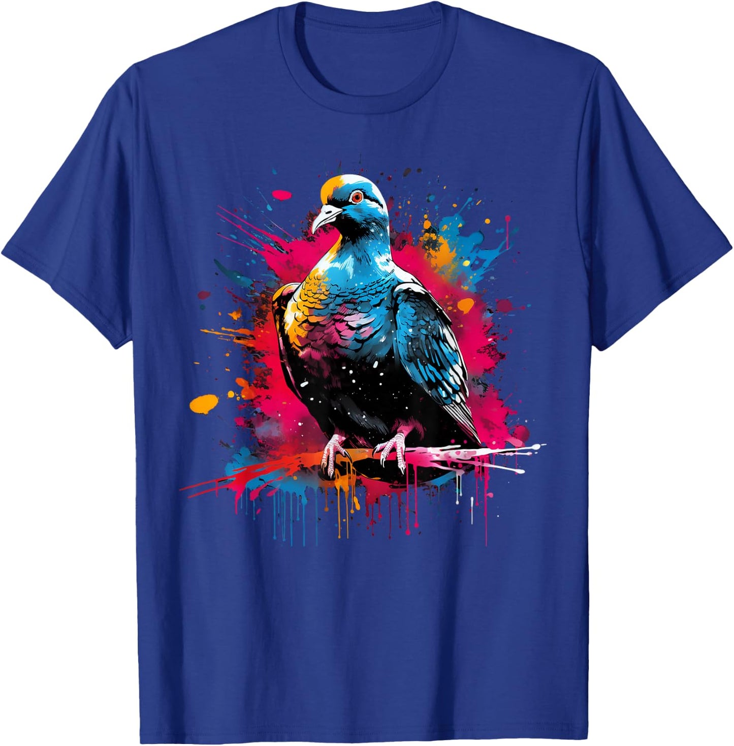 Cool Dove on Colourful Painted Pigeon , black T-Shirt - T-Shirt | Royal