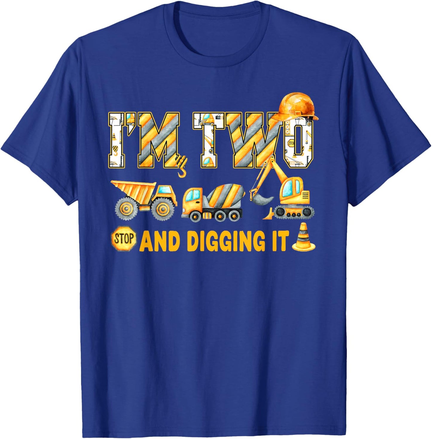 I'm 2 and Digging It Birthday Boy Construction 2 Years Old T-Shirt - T-Shirt | Royal
