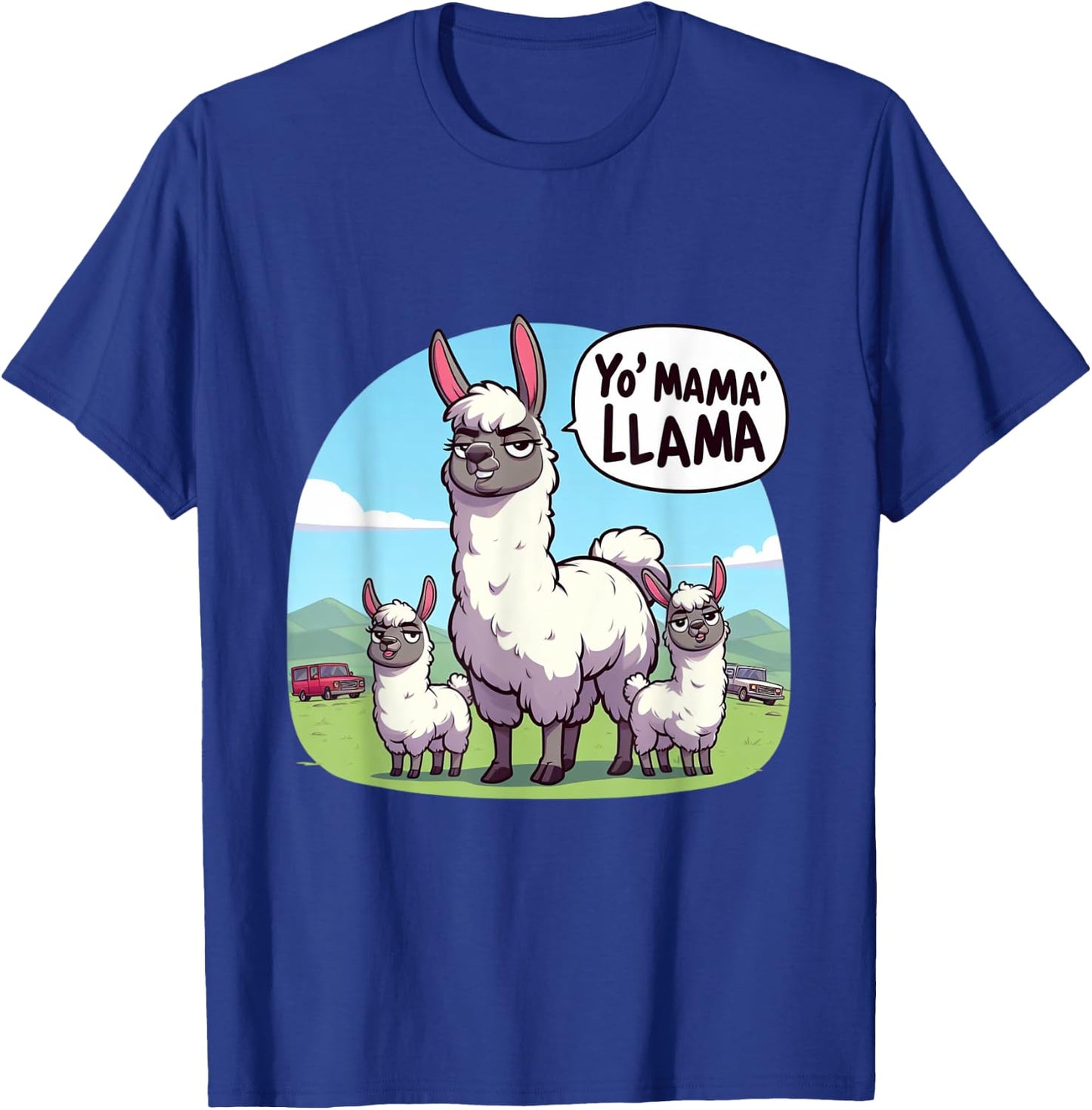 Yo Mama Llama Cartoon 80s 90s Yo Mama Joke T-Shirt - T-Shirt | Royal