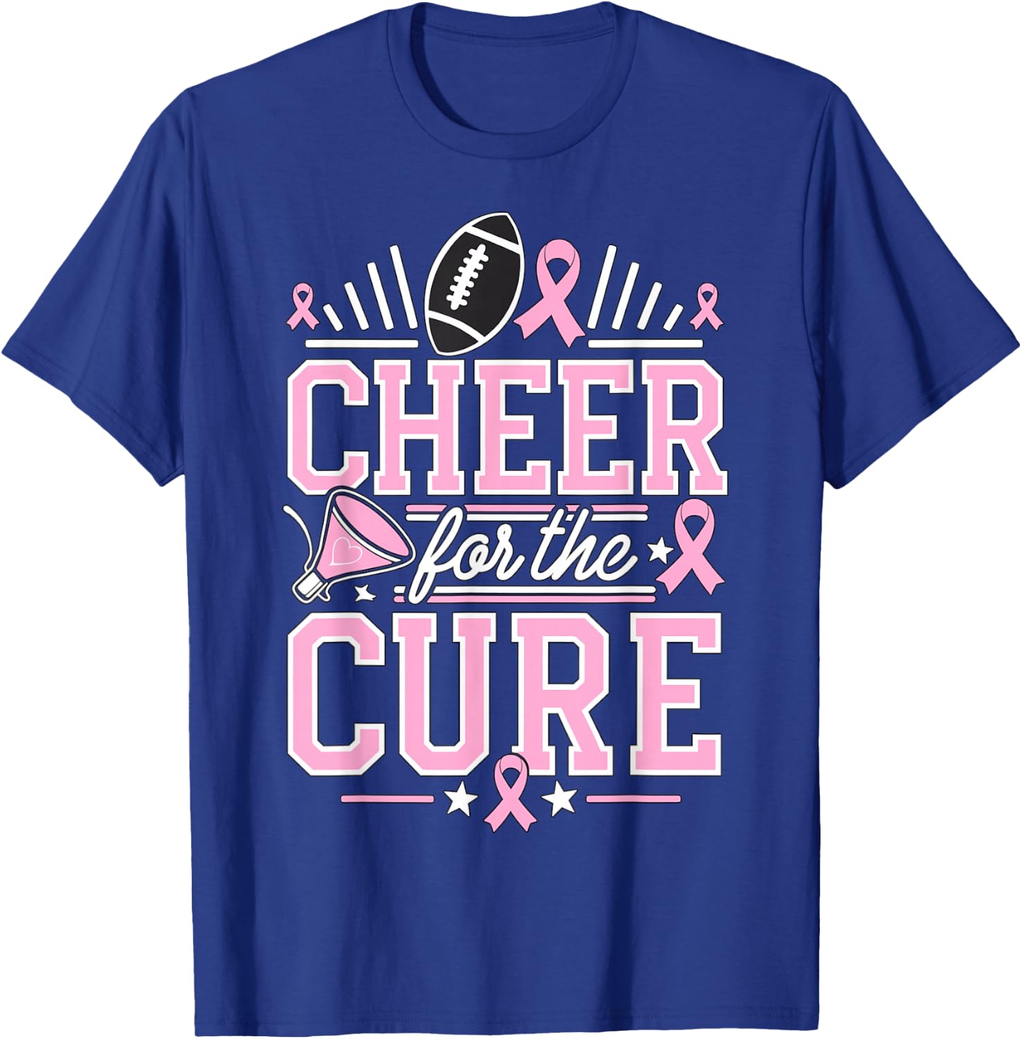 Cheer for the Cure Cheerleader Breast Cancer October T-Shirt - T-Shirt | Royal