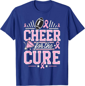 Cheer for the Cure Cheerleader Breast Cancer October T-Shirt - T-Shirt | Royal