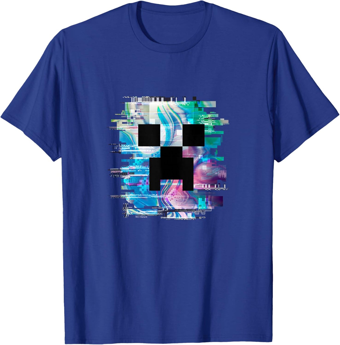 Minecraft Glitched Out Creeper Big Face Logo T-Shirt - T-Shirt | Royal