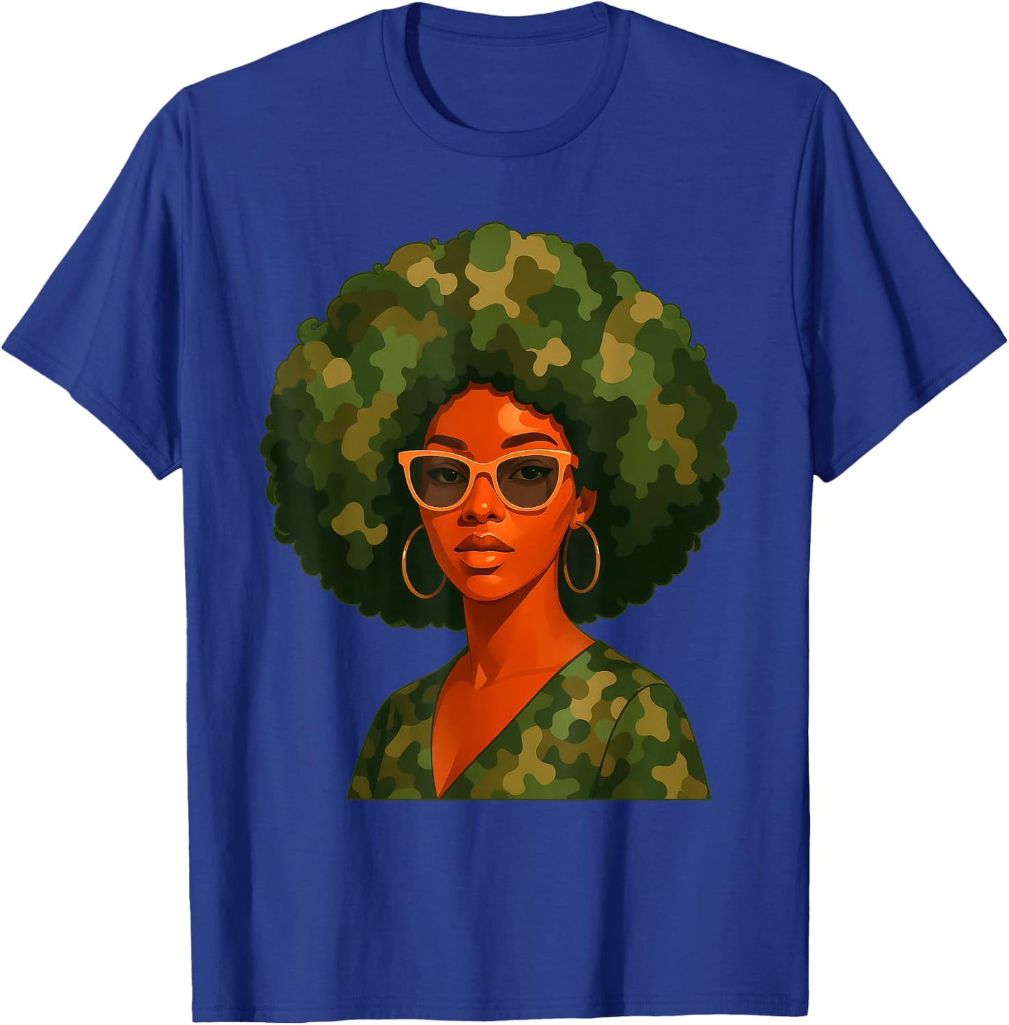 Black Woman Camo Camouflage Juneteenth Black Queen Women T-Shirt - T-Shirt | Royal