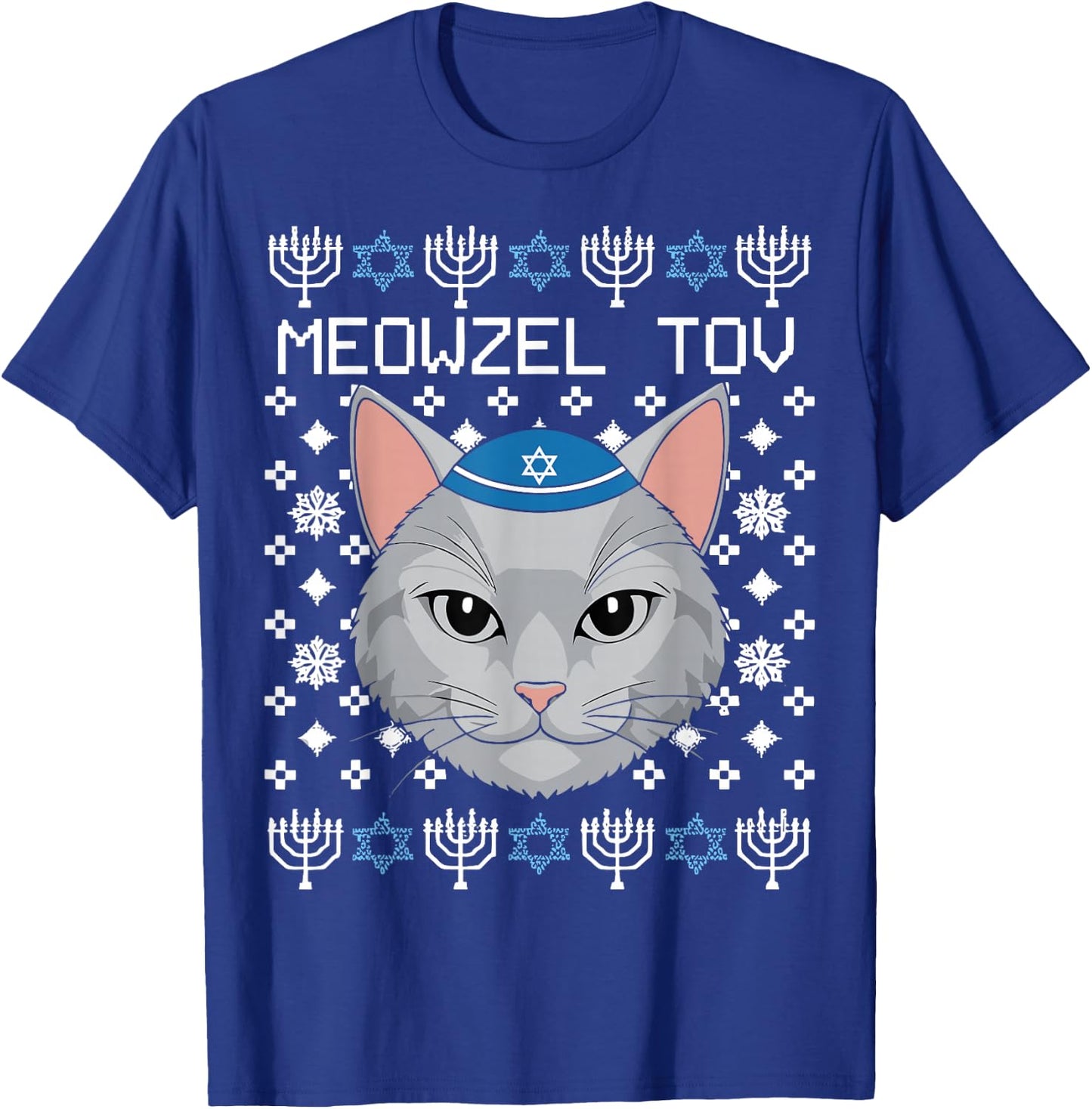 Meowzel Tov Ugly Hanukkah Chanukah Jewish T-Shirt - T-Shirt | Royal