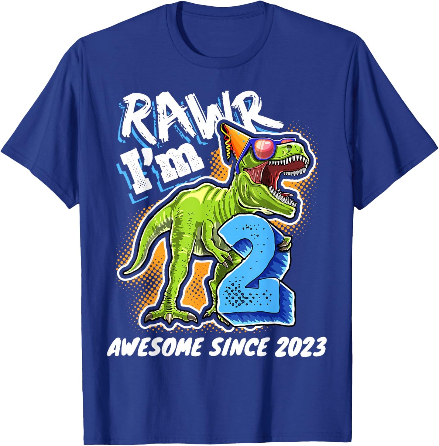 2nd Birthday T Rex Dinosaur Party Boys Rawr I'm 2 T-Shirt - T-Shirt | Royal