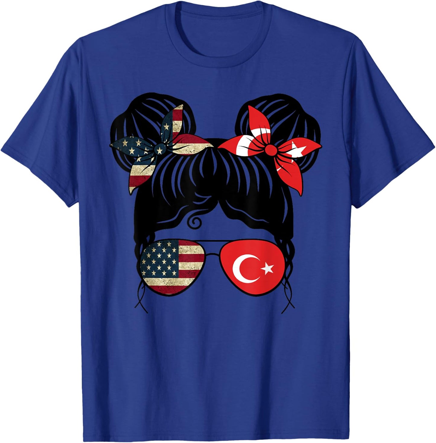 Half American Half Turkish Girl USA Turkey Flag Kids T-Shirt - T-Shirt | Royal