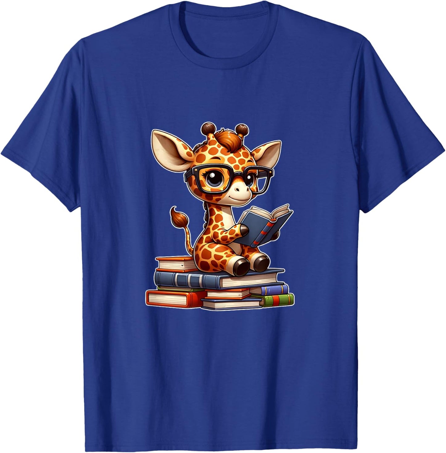 Funny giraffe reading Bookworm Book Lovers T-Shirt - T-Shirt | Royal