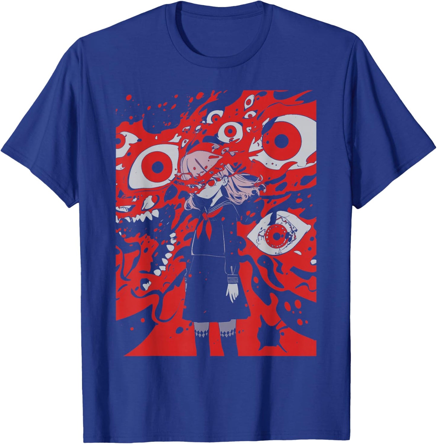 Anime Manga Ghoul Girl | Horror Creepy | Pastel Goth Grunge T-Shirt - T-Shirt | Royal