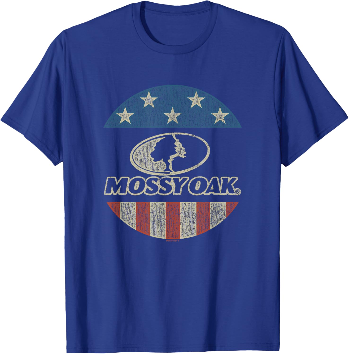 Mossy Oak 4th of July American Flag Distressed Circle Logo T-Shirt - T-Shirt | Royal