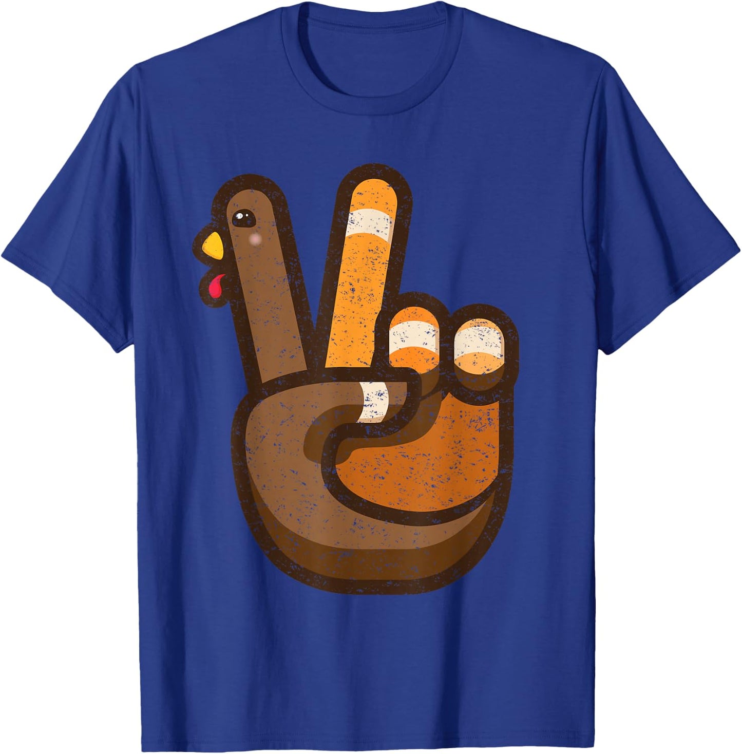 Peace Sign Turkey Hand Cool Thanksgiving Hippie Men Women T-Shirt - T-Shirt | Royal