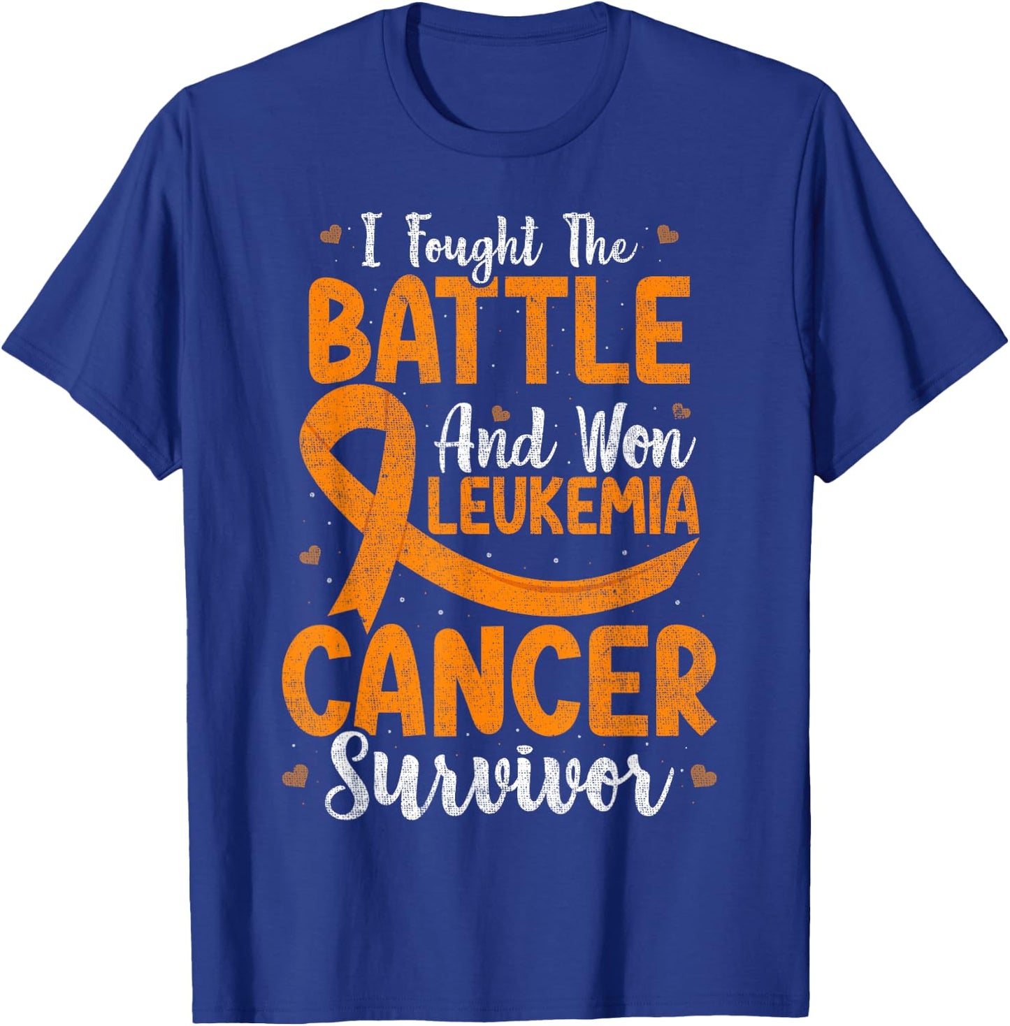 I Fought The Battle And Won Leukemia Cancer Survivor Ribbon T-Shirt - T-Shirt | Royal