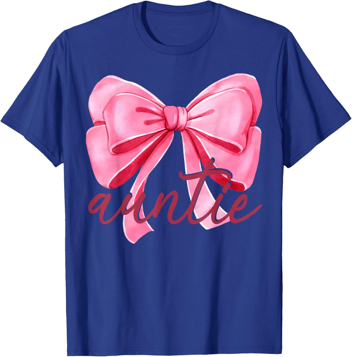 Auntie Pink Bow Birthday Baby Shower Family Pink Ribbon T-Shirt - T-Shirt | Royal