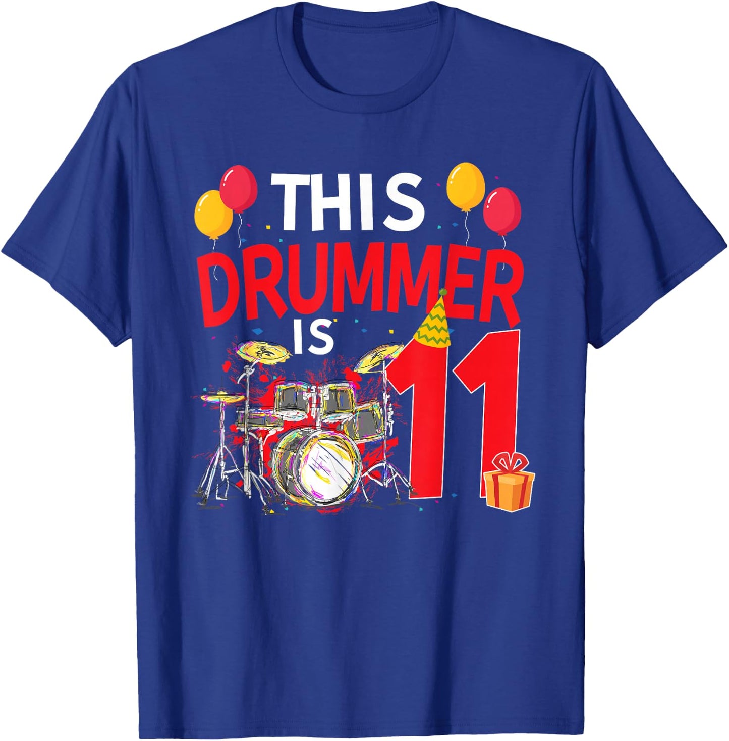 This Drummer is 11 Year Old Bday Drum Lover 11th T-Shirt - T-Shirt | Royal