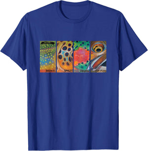 Cutthroat Rainbow Brook Brown Trout Derek Deyoung T-Shirt - T-Shirt | Royal