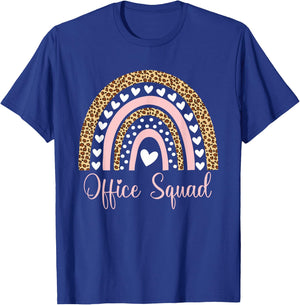 Office Squad Rainbow Leopard School Secretary Administrative T-Shirt - T-Shirt | Royal