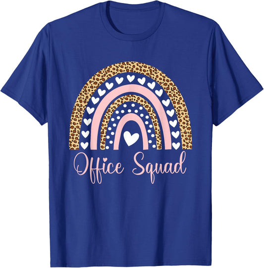 Office Squad Rainbow Leopard School Secretary Administrative T-Shirt - T-Shirt | Royal