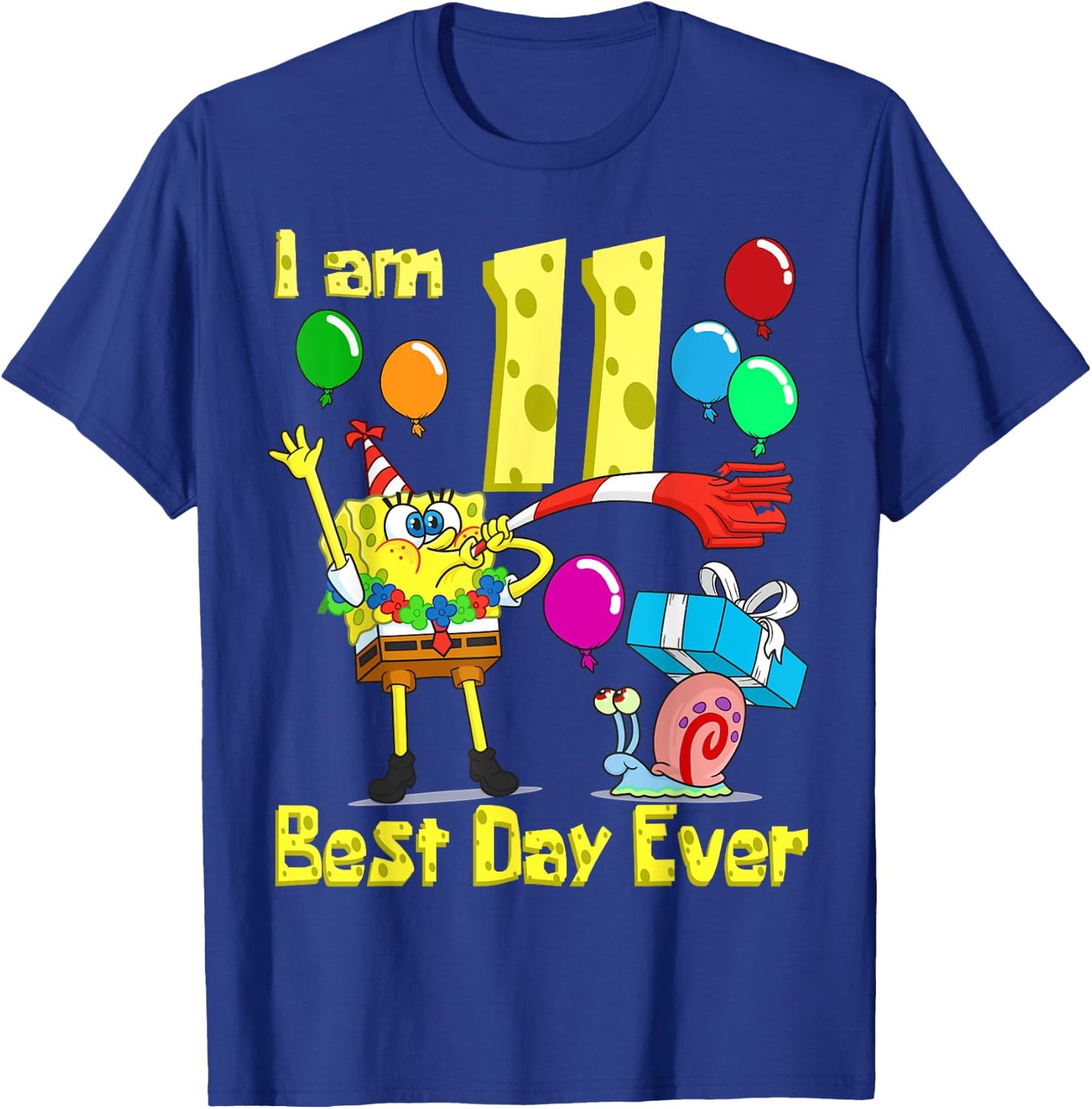 Mademark x SpongeBob SquarePants - SpongeBob I am 11 Years Old Birthday Party T-Shirt - T-Shirt | Royal