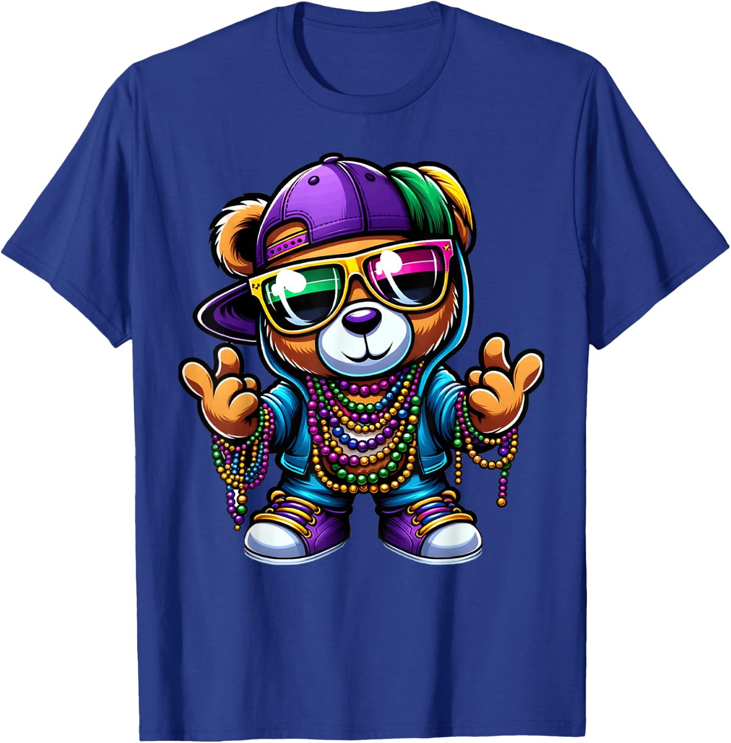 Mardi Gras for Boys Hip Hop Teddy Bear New Orleans T-Shirt - T-Shirt | Royal