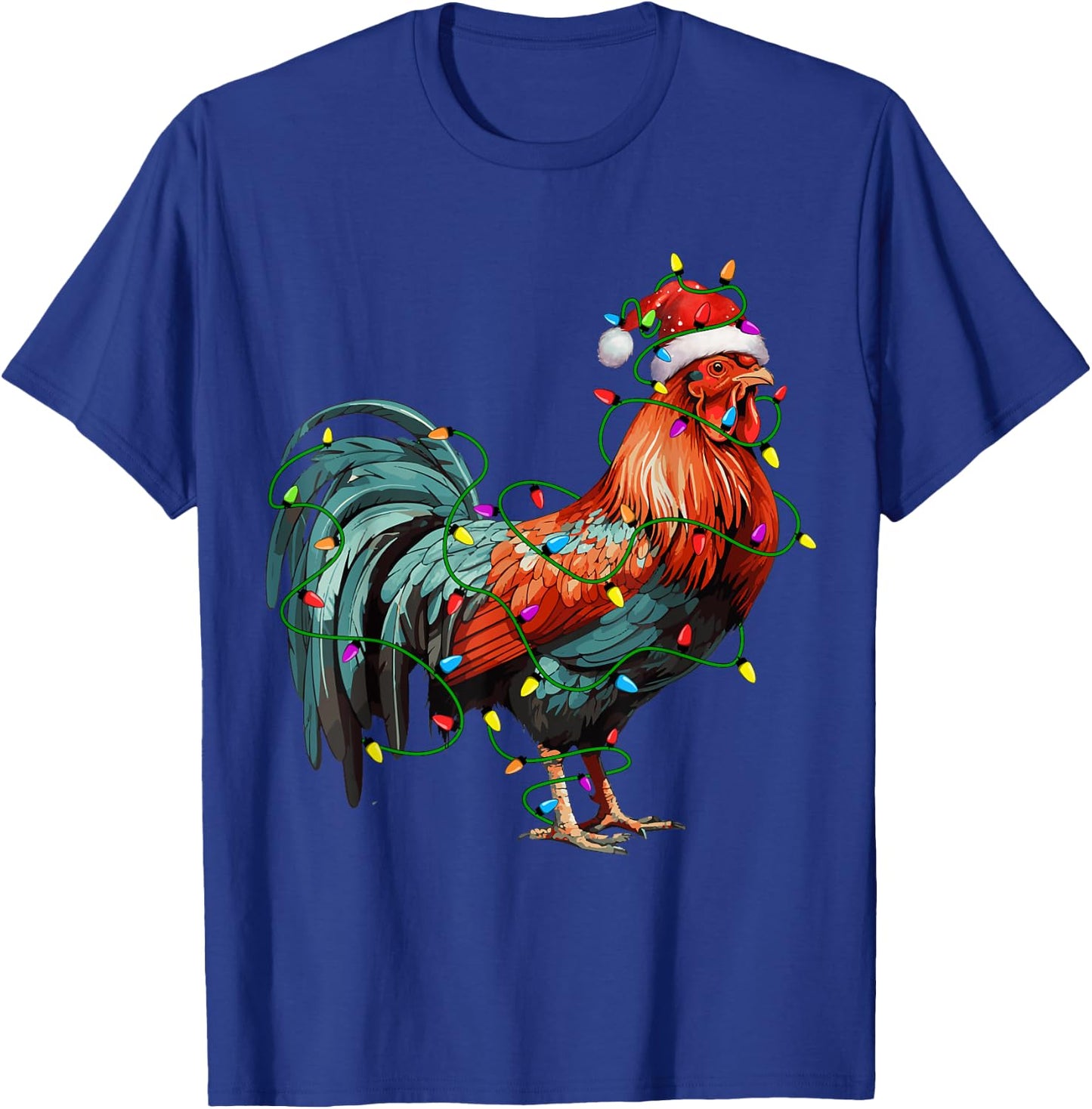 Chicken Santa Christmas Tree Lighting Xmas Funny T-Shirt - T-Shirt | Royal