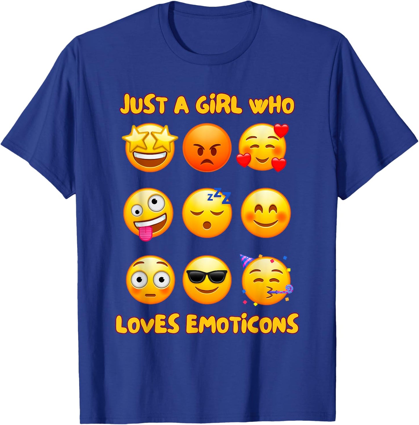 Just A Girl Who Loves Emoticons Cute & Funny Emotion Faces T-Shirt - T-Shirt | Royal
